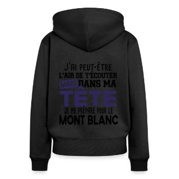 2022 Mont Blanc Montagne Randonnée Alpes Humour - Sweat à capuche zippé Premium bio Femme - noir - Dos - Julia (174cm)