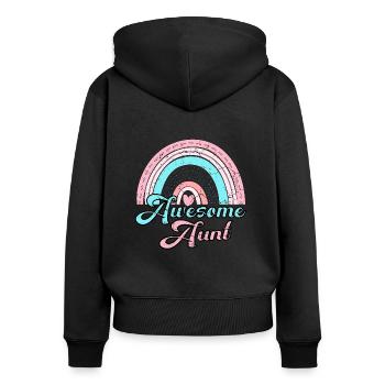 Tolle Tante Retro Regenbogen Vintage - Frauen Premium Bio Zip Hoodie - Schwarz - Hinten - Julia (174cm)