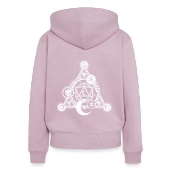 D20 Mystical Crescent Moon RPG - Frauen Premium Bio Zip Hoodie - Altrosa - Hinten - Julia (174cm)