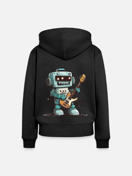 Rock'n'Roll-Roboter - Frauen Premium Bio Zip Hoodie - Schwarz