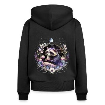 Little Raccoon, Moon, Flowers, Stars, Animals, - Women's Premium Organic Zip Hoodie - black - Back - Julia (174cm)