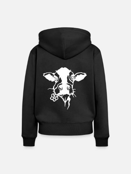 Kuh - Frauen Premium Bio Zip Hoodie - Schwarz