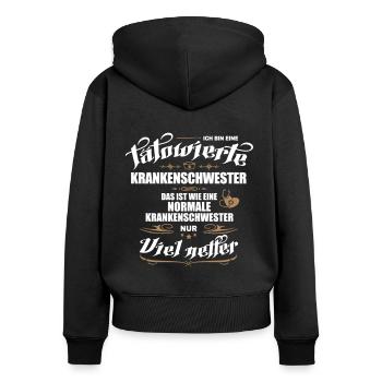 Tätowierte Krankenschwester ist besser! - Frauen Premium Bio Zip Hoodie - Schwarz - Hinten - Julia (174cm)