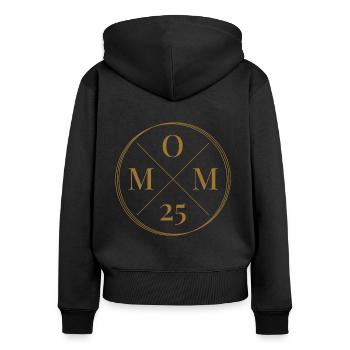 Maman 25 Bébé Maman Cadeau Fête des Mères Maman 2025 - Sweat à capuche zippé Premium bio Femme - noir - Dos - Julia (174cm)