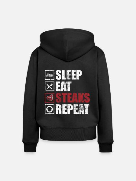Steak - Frauen Premium Bio Zip Hoodie - Schwarz