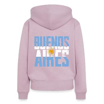 Buenos Aires Argentine - Sweat à capuche zippé Premium bio Femme - rose poudré - Dos - Julia (174cm)