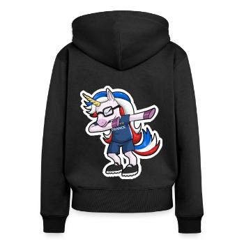 Licorne supporter équipe de france coupe du monde - Sweat à capuche zippé Premium bio Femme - noir - Dos - Julia (174cm)