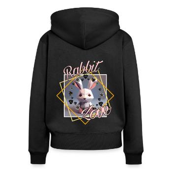 Rabbit Love - Frauen Premium Bio Zip Hoodie - Schwarz - Hinten - Julia (174cm)