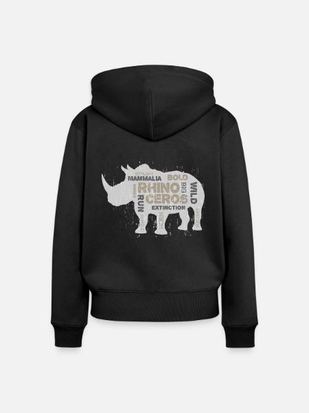 Speichern Sie das Nashorn - Frauen Premium Bio Zip Hoodie - Schwarz