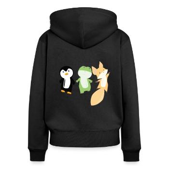 Pinguin Fuchs Frosch lustige Tiere Kids - Frauen Premium Bio Zip Hoodie - Schwarz - Hinten - Julia (174cm)