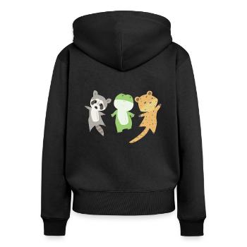 Waschbär Frosch Leopard Tierfreunde Tiere - Frauen Premium Bio Zip Hoodie - Schwarz - Hinten - Julia (174cm)