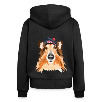 Schottischer Collie - Frauen Premium Bio Zip Hoodie - Schwarz - Hinten - Julia (174cm)