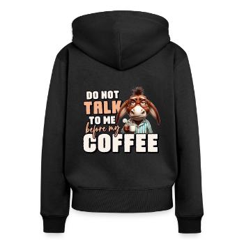 Mürrischer Esel mit Kaffee - Frauen Premium Bio Zip Hoodie - Schwarz - Hinten - Julia (174cm)