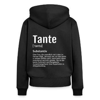 Tante Definition - Frauen Premium Bio Zip Hoodie - Schwarz - Hinten - Julia (174cm)