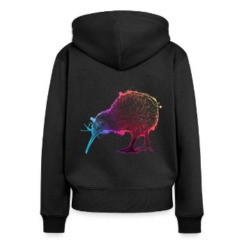 Kiwi Vogel Neuseeland - Frauen Premium Bio Zip Hoodie - Schwarz - Hinten - Julia (174cm)