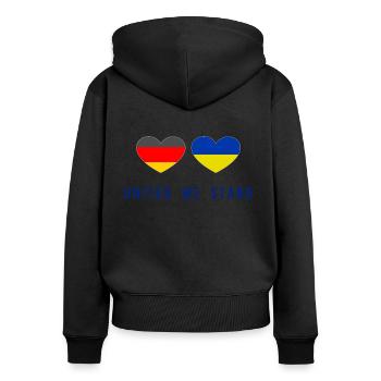 Unis nous sommes l’Allemagne et l’Ukraine - Sweat à capuche zippé Premium bio Femme - noir - Dos - Julia (174cm)