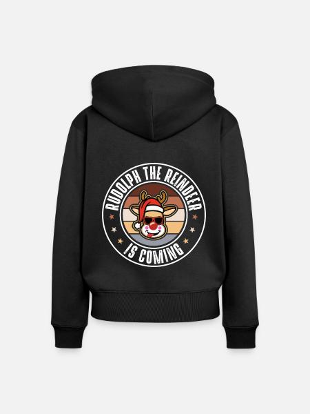 Rudolph - Frauen Premium Bio Zip Hoodie - Schwarz