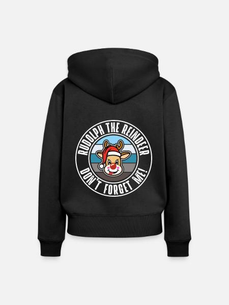 Rudolph - Frauen Premium Bio Zip Hoodie - Schwarz