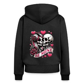 Soyez mon amour ! Couple de crânes mignon pour la Saint-Valentin - Sweat à capuche zippé Premium bio Femme - noir - Dos - Julia (174cm)