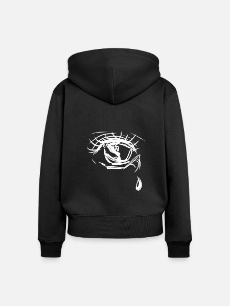 traurig träne - Frauen Premium Bio Zip Hoodie - Schwarz