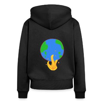 erde brennt klimaschutz feuer - Frauen Premium Bio Zip Hoodie - Schwarz - Hinten - Julia (174cm)