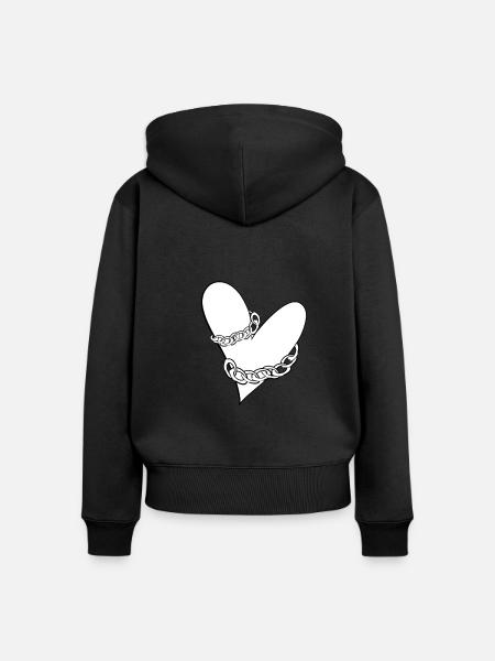 ketten gefangenes herz liebe - Frauen Premium Bio Zip Hoodie - Schwarz