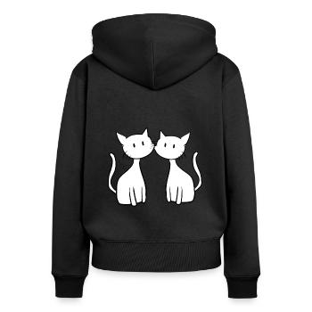 zwei Katzen Freunde süß - Frauen Premium Bio Zip Hoodie - Schwarz - Hinten - Julia (174cm)
