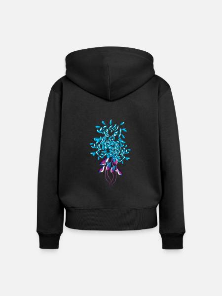 symbol pflanze blau glänzend - Frauen Premium Bio Zip Hoodie - Schwarz