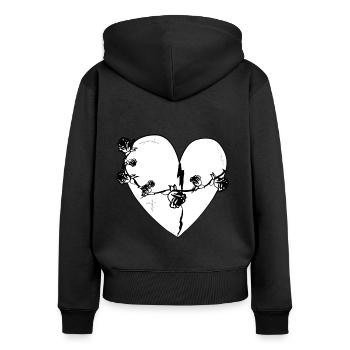 herz rosen narben grau symbol - Frauen Premium Bio Zip Hoodie - Schwarz - Hinten - Julia (174cm)