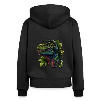 DJ Rex - Tyrannosaurus Disc Jockey - Frauen Premium Bio Zip Hoodie - Schwarz - Hinten - Julia (174cm)