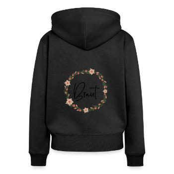 Braut Kranz 2 - Frauen Premium Bio Zip Hoodie - Schwarz - Hinten - Julia (174cm)