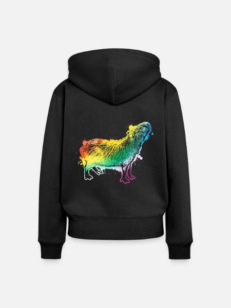 Capybara - Frauen Premium Bio Zip Hoodie - Schwarz