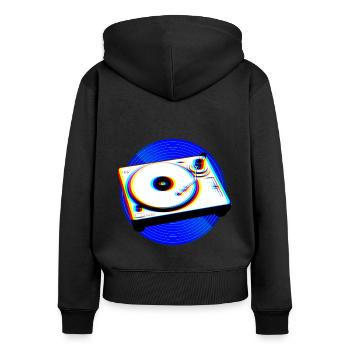 Record Turntable Music Retro - Women's Premium Organic Zip Hoodie - black - Back - Julia (174cm)