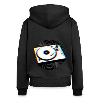 Record Turntable Music Retro - Women's Premium Organic Zip Hoodie - black - Back - Julia (174cm)