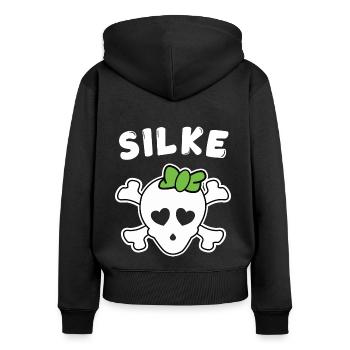 Piratin Silke Design für Mädchen und Frauen - Frauen Premium Bio Zip Hoodie - Schwarz - Hinten - Julia (174cm)