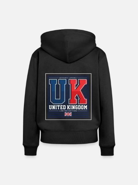 UK - Frauen Premium Bio Zip Hoodie - Schwarz