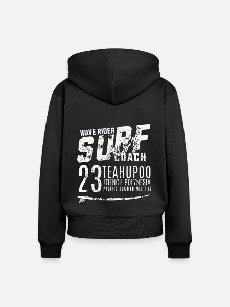Surftrainer Wellenreiter Teahupoo Tahiti - Frauen Premium Bio Zip Hoodie - Schwarz
