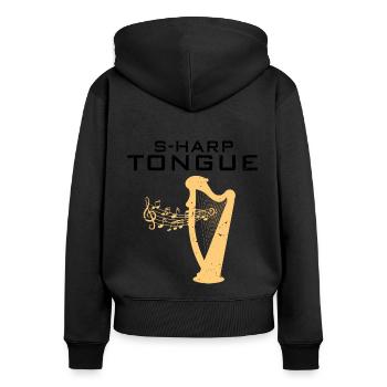 Conceptions de joueurs de harpe pour les conceptions de joueurs de harpe - Sweat à capuche zippé Premium bio Femme - noir - Dos - Julia (174cm)