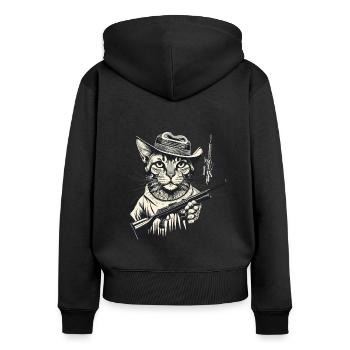Jagd - Frauen Premium Bio Zip Hoodie - Schwarz - Hinten - Julia (174cm)
