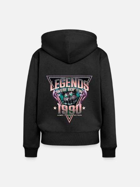 Legenden wurden 1990 geboren - Frauen Premium Bio Zip Hoodie - Schwarz