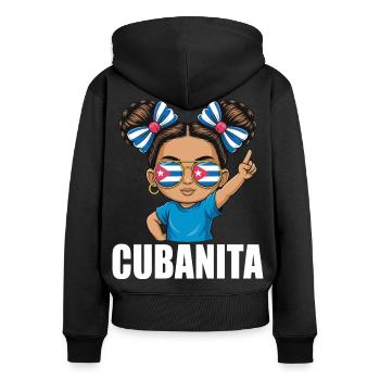 Kuba Flagge Niedlich Cubanita Mädchen Frauen - Frauen Premium Bio Zip Hoodie - Schwarz - Hinten - Julia (174cm)