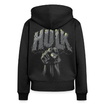 Avengers Hulk Lettering with Fist - Women's Premium Organic Zip Hoodie - black - Back - Julia (174cm)