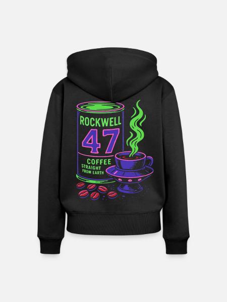 Rockwell 47 Neon Kaffeekunst - Frauen Premium Bio Zip Hoodie - Schwarz