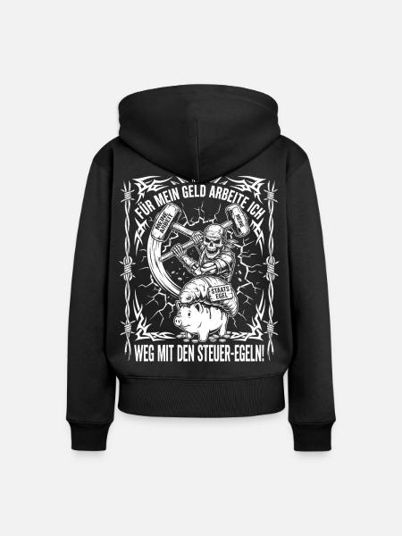 Weg mit dem Steuer Parasit - Frauen Premium Bio Zip Hoodie - Schwarz