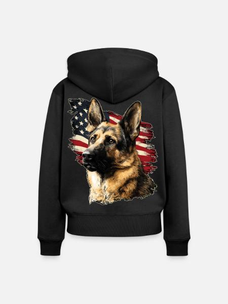 Schäferhund USA - Frauen Premium Bio Zip Hoodie - Schwarz