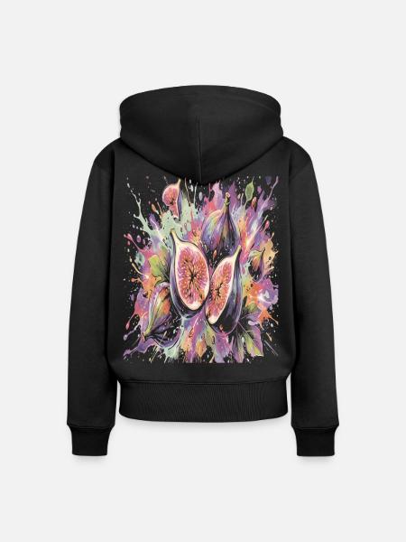 Lila Feige Exotische Frucht-Spritzkunst - Frauen Premium Bio Zip Hoodie - Schwarz