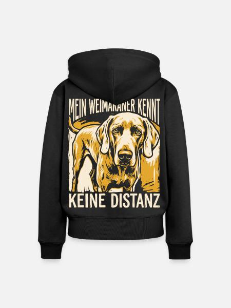 Mein Weimaraner kennt keine Distanz - Frauen Premium Bio Zip Hoodie - Schwarz
