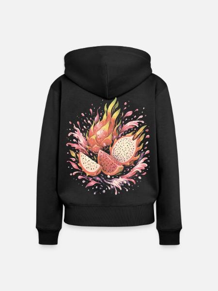 Pitaya Exotische Drachenfrucht-Spritzkunst - Frauen Premium Bio Zip Hoodie - Schwarz