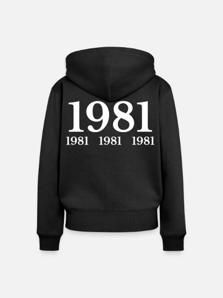1981 - Frauen Premium Bio Zip Hoodie - Schwarz