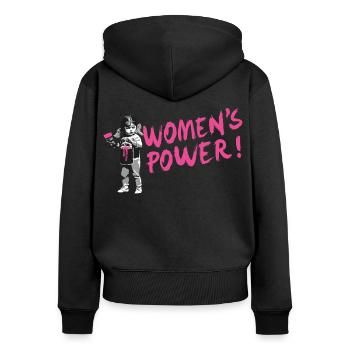 FRAUENPOWER! - Internationaler Frauentag - Frauen Premium Bio Zip Hoodie - Schwarz - Hinten - Julia (174cm)